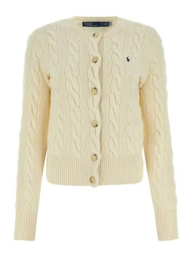 Women's Pony Logo Cable Knit Cardigan Ivory - POLO RALPH LAUREN - BALAAN 1