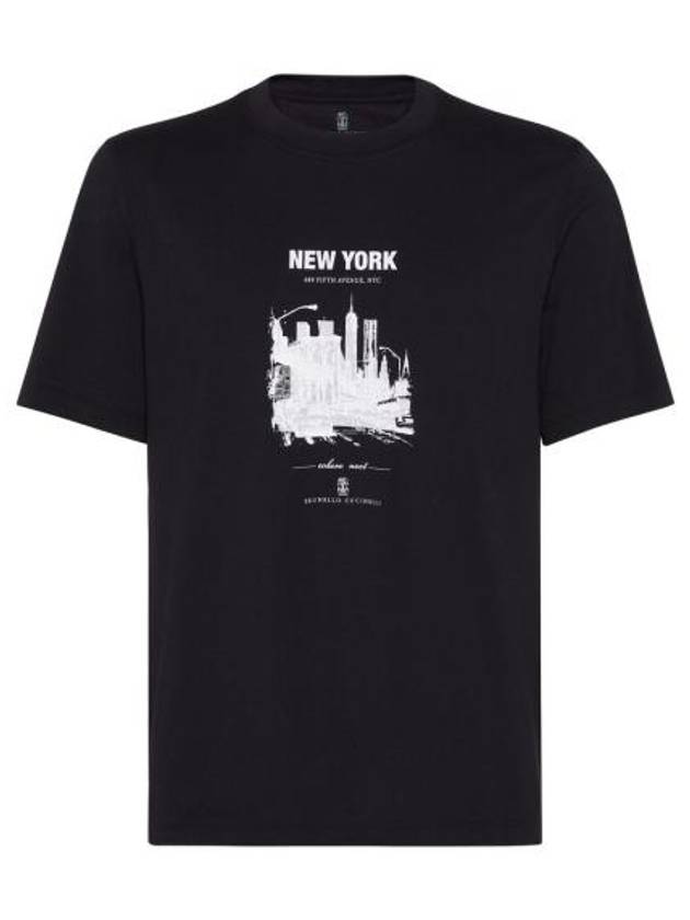 New York Print Short Sleeve T-Shirt Black - BRUNELLO CUCINELLI - BALAAN 2