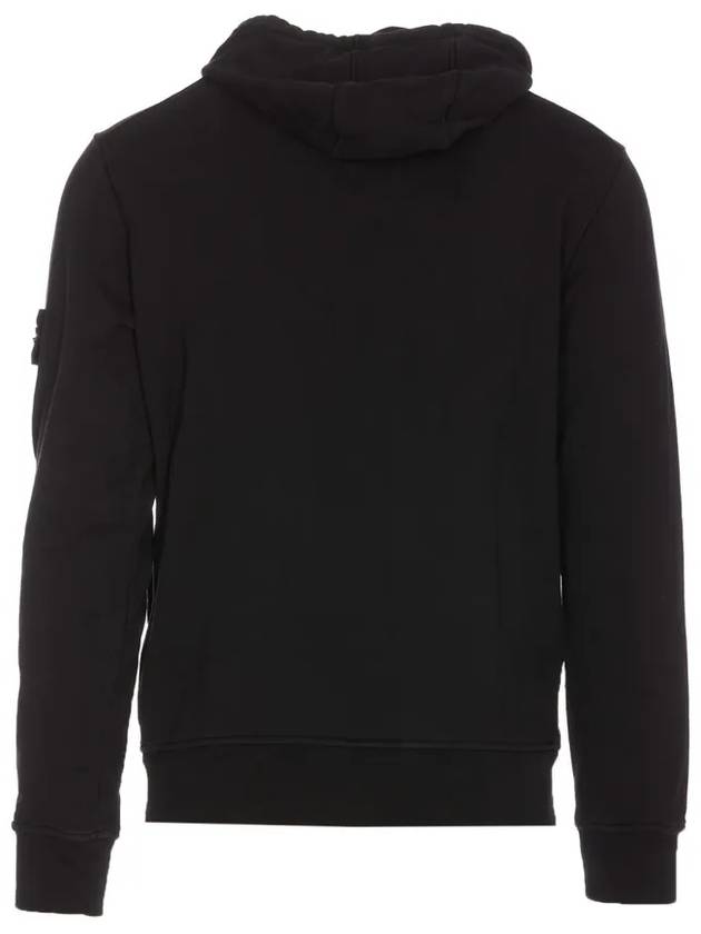 Logo Patch Cotton Fleece Hoodie Black - STONE ISLAND - BALAAN 3