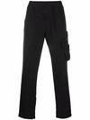 Brushed Textured Recycled Cotton Cargo Pants Black - STONE ISLAND - BALAAN 3