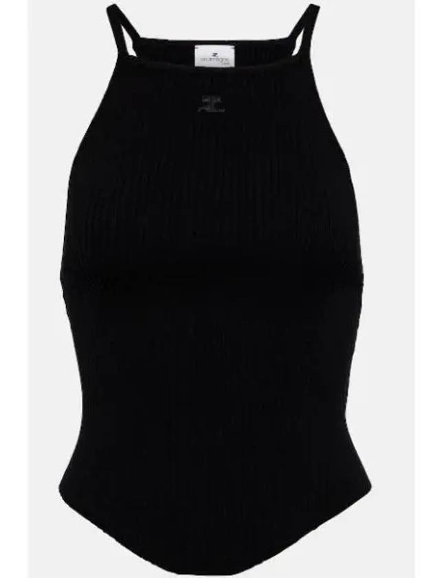 Logo Ribbed Pointy Knit Sleeveless Black - COURREGES - BALAAN 2