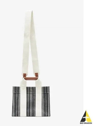 XS Striped Linen Tote Bag Black TOTEXSFBLACK - RUE DE VERNEUIL - BALAAN 1