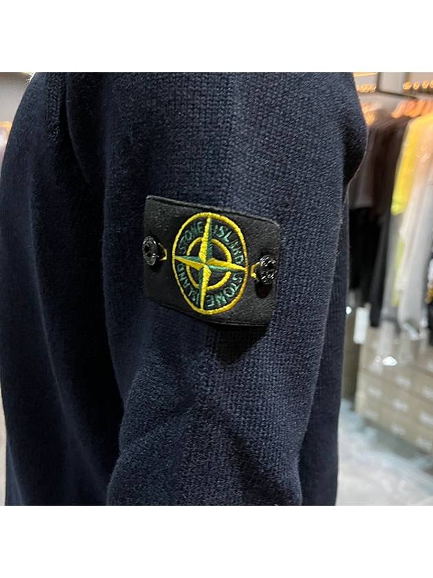 Wappen Patch Crew Neck Wool Knit Top Navy - STONE ISLAND - BALAAN 7