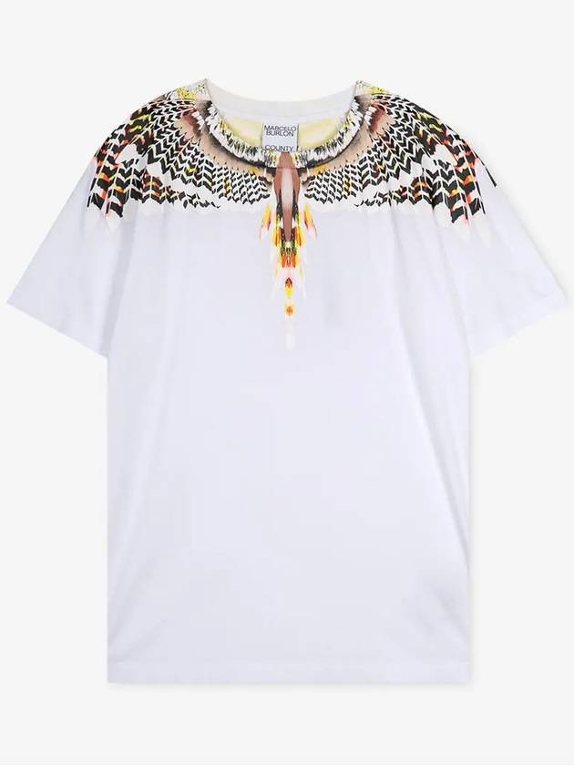 Wing Print Short Sleeve T-Shirt White - MARCELO BURLON - BALAAN 3