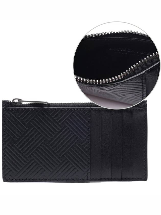 Weaving Pattern Zipper Card Wallet Black - BOTTEGA VENETA - BALAAN 2