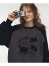 Cat booklet embroidery raglan sweatshirt black charcoal - CPGN STUDIO - BALAAN 3