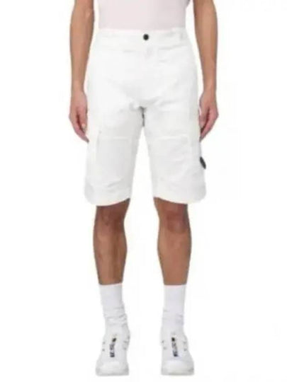 Stretch Satin Cargo Shorts White - CP COMPANY - BALAAN 2