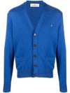 ORB Logo V-Neck Cardigan Blue - VIVIENNE WESTWOOD - BALAAN 2