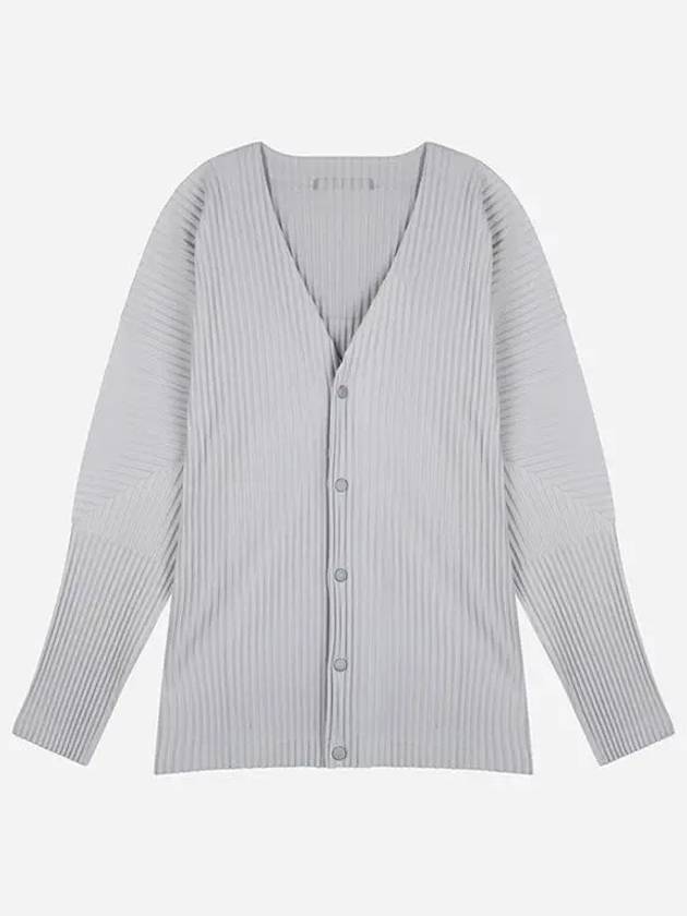 V-Neck Pleated Cardigan Grey - ISSEY MIYAKE - BALAAN 2