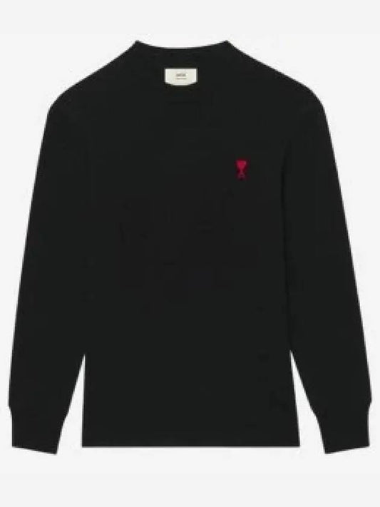 Small Heart Embroidered Logo Long Sleeve T-Shirt Black - AMI - BALAAN 2