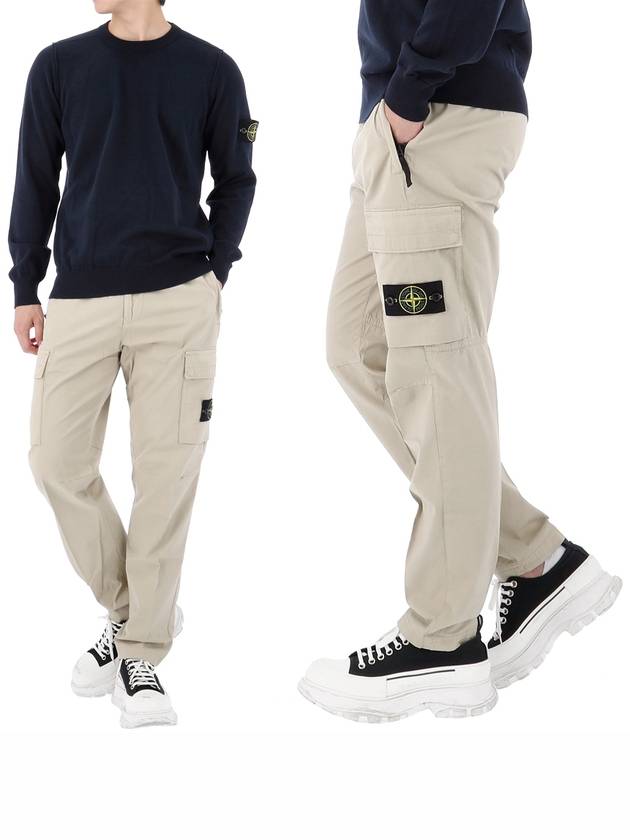 Compass Badge Gabardine Cargo Straight Pants Beige - STONE ISLAND - BALAAN 2