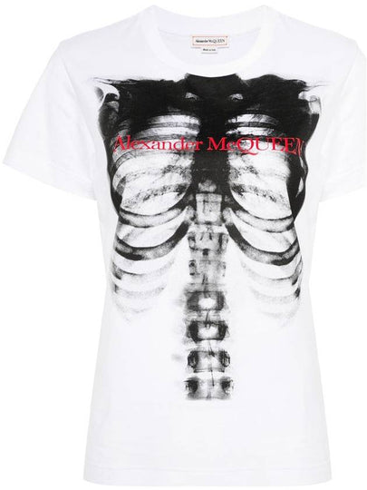 Ribcage Printed Short Sleeve T-Shirt White - ALEXANDER MCQUEEN - BALAAN 2