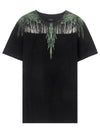 Green Wood Wing Graphic Short Sleeve T-Shirt Black - MARCELO BURLON - BALAAN 2