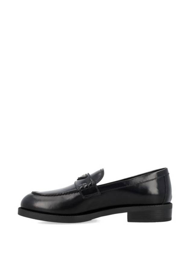 Triangle Logo Leather Loafers Black - PRADA - BALAAN 4