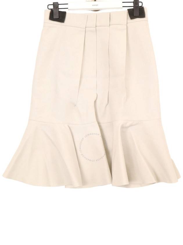 Sacai Ladies L / Khaki Wool Melton Pleated Skirt, Brand Size 1 (Small) - SACAI - BALAAN 1