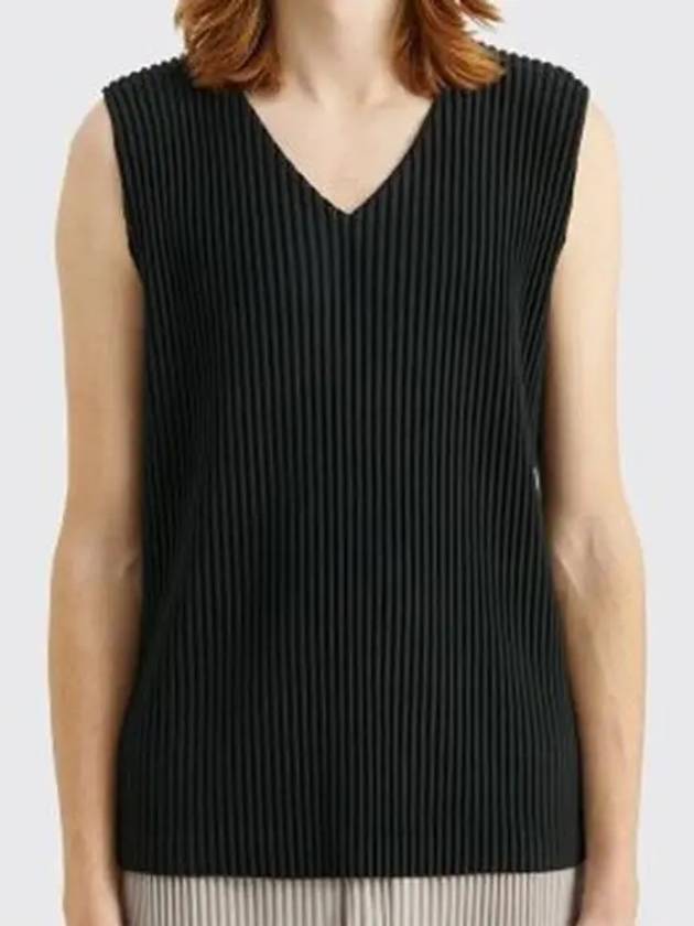 Homme Plissé Pleated Vneck Straight Black Vest - ISSEY MIYAKE - BALAAN 1