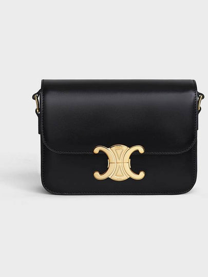 Teen Triomphe Shiny Calfskin Cross Bag Black - CELINE - BALAAN 2