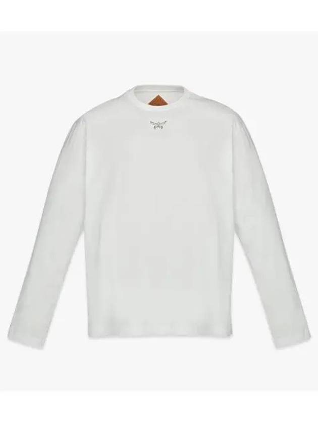 Essentials Laurel Logo Cotton Long Sleeve T-Shirt White - MCM - BALAAN 1