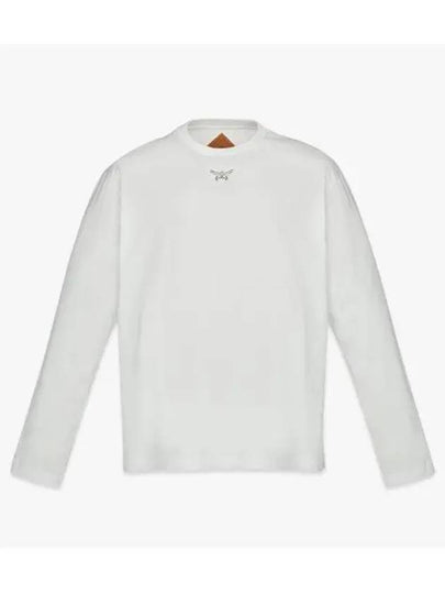 Essentials Laurel Logo Cotton Long Sleeve T-Shirt White - MCM - BALAAN 2