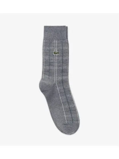 Men s Grid Check Gentleman Socks Melange Gray - LACOSTE - BALAAN 1