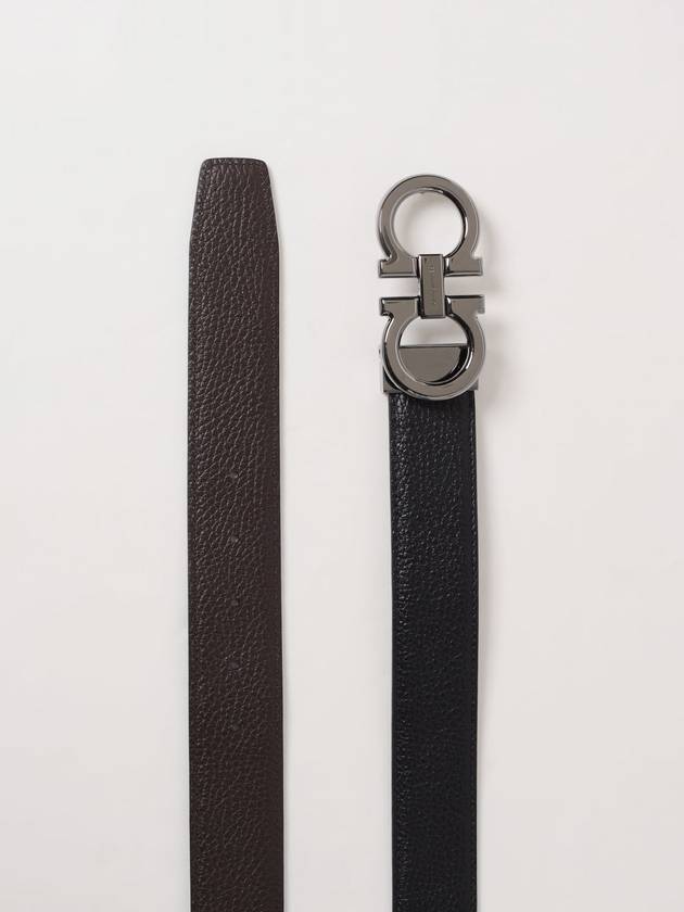 Reversible Gancini Leather Belt Dark Brown Black - SALVATORE FERRAGAMO - BALAAN 3