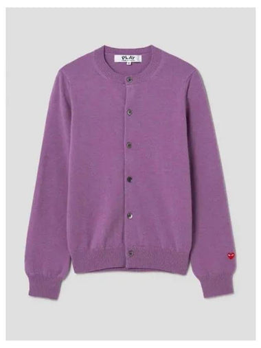 Women s Pastel Small Red Heart Wappen Spring Fall Cardigan Purple Domestic Product GM0024010927818 - COMME DES GARCONS PLAY - BALAAN 1