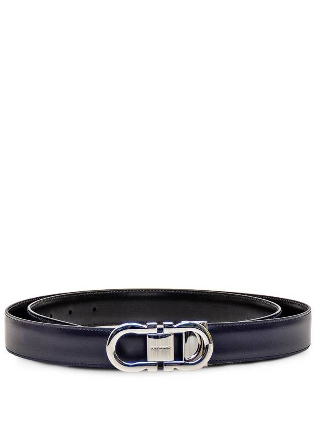 Gancini Reversible Leather Belt Midnight Blue - SALVATORE FERRAGAMO - BALAAN 2