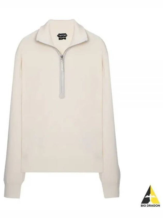 Half Zip Wool Knit Top Beige - TOM FORD - BALAAN 2