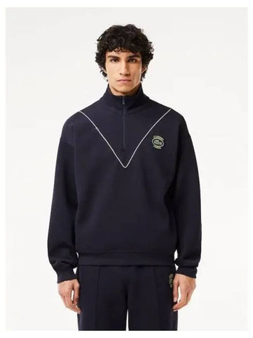 Men s badge match chevron piping detail high neck half zip up t shirt SH7386 54G HD domestic product GQ2N24012483771 - LACOSTE - BALAAN 1