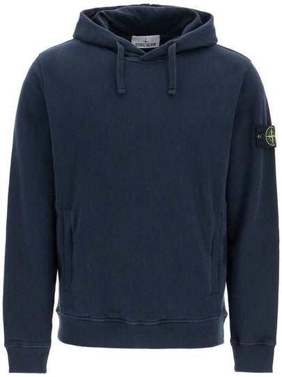 Wappen Patch Brushed Cotton Fleece Hoodie Navy - STONE ISLAND - BALAAN 2