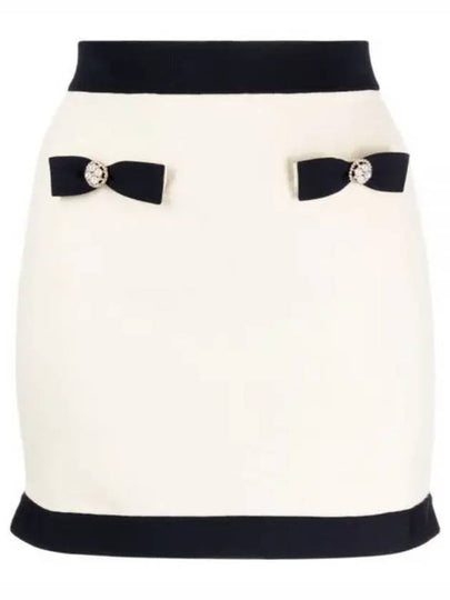 24 CREAM KNIT BOW MINI SKIRT RS24152SKC - SELF PORTRAIT - BALAAN 2