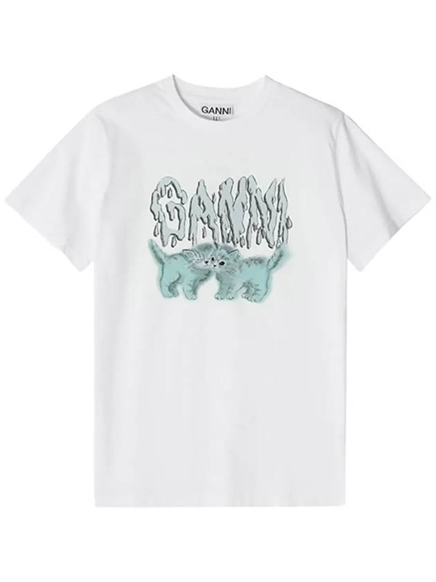 Logo Print Short Sleeve T-Shirt White - GANNI - BALAAN 6