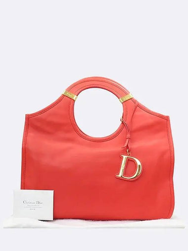 CSK442100 0304 Coral color leather charm decorated tote bag - DIOR - BALAAN 1