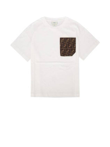 Kids Pocket Short Sleeve T-Shirt White - FENDI - BALAAN 1