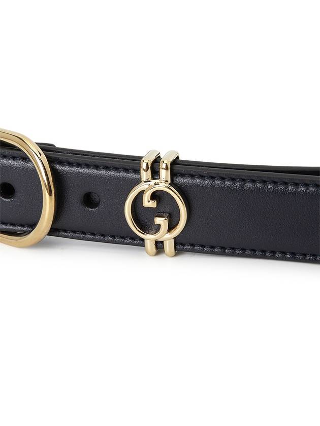 Round Interlocking G Leather Belt Navy - GUCCI - BALAAN 6