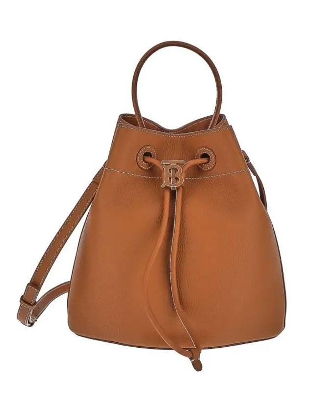 TB Logo Leather Small Bucket Bag Brown - BURBERRY - BALAAN 1