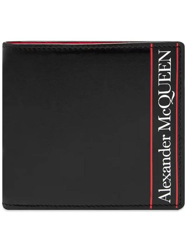 Striped Logo Half Wallet Black - ALEXANDER MCQUEEN - BALAAN 2