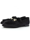 H Mink Fur Suede Loafers Black - HERMES - BALAAN 1