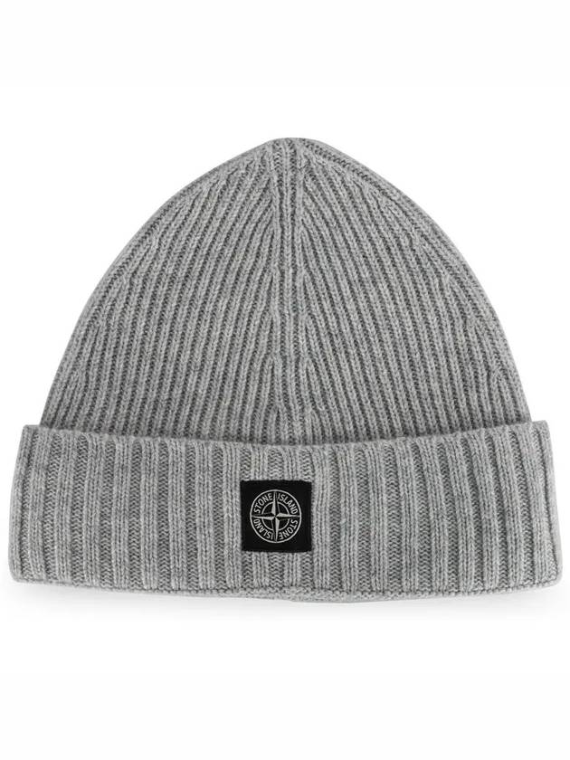 Stone Kids Logo Patch Wool Knit Beanie Light Gray 7916N03Z3 V0M64 - STONE ISLAND - BALAAN 2