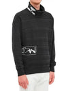 Fair Isle Aran Mock Neck Knit Top Black - STONE ISLAND - BALAAN 3