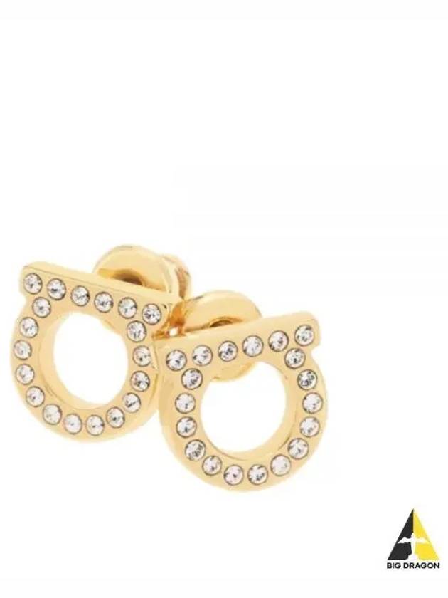 Gancini Crystal Small Earrings Gold - SALVATORE FERRAGAMO - BALAAN 2