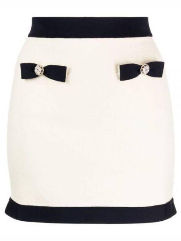 24 CREAM KNIT BOW MINI SKIRT RS24152SKC - SELF PORTRAIT - BALAAN 2