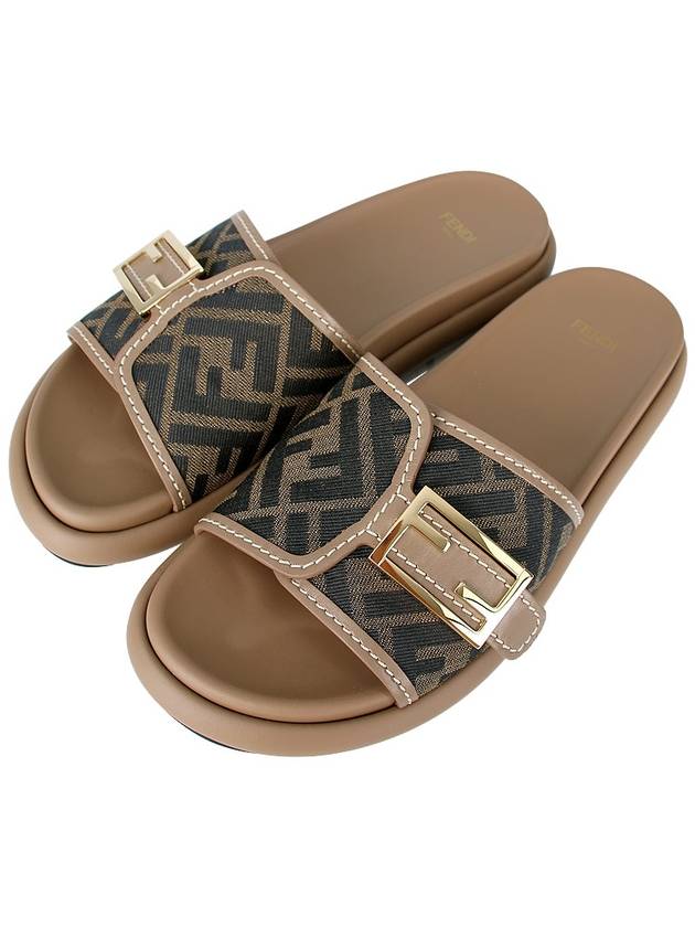 FF Baguette Slide Slippers Brown - FENDI - BALAAN 3