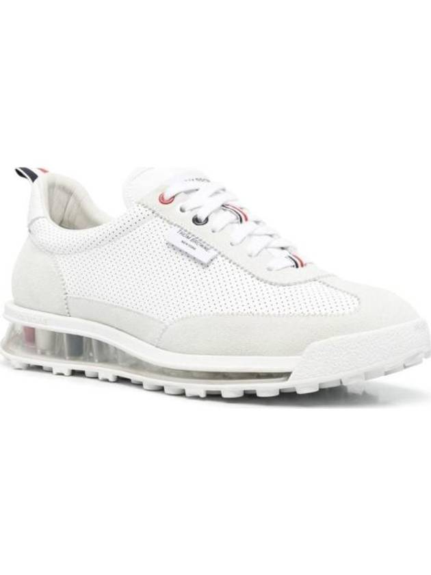 Vitello Calf Leather Clear Sole Tech Runner Sneakers White - THOM BROWNE - BALAAN 3