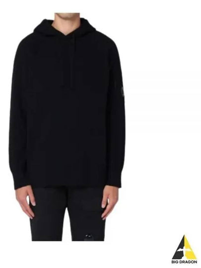 Lambswool GRS Hooded Waffle Knit Top Black - CP COMPANY - BALAAN 2