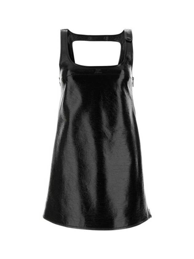 Re-Edition V-Line Vinyl Short Dress Black - COURREGES - BALAAN 1