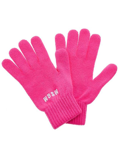 Embroidered Micro Logo Wool Gloves Pink - MSGM - BALAAN 2