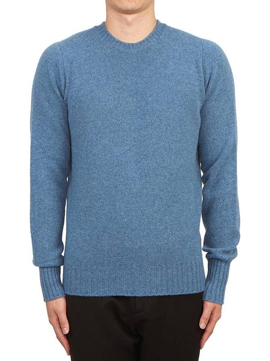 Crew Neck Lambswool Knit Top Blue - DRUMOHR - BALAAN 2