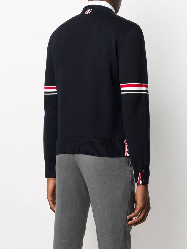 Men's Milan Stitch Armband Crew Neck Knit Top Navy - THOM BROWNE - BALAAN 6