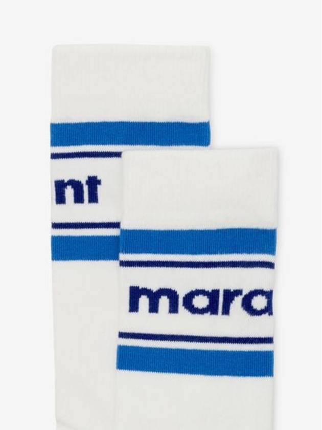 Donna Embroidered Logo Striped Socks Blue - ISABEL MARANT - BALAAN 3